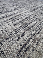 5x8 Handwoven Wool and Jute Area Rug, Neutral Gray, black & Cream Textured Floor Mat, Farmhouse Boho Kilim Style Tasseled Bedroom Living
