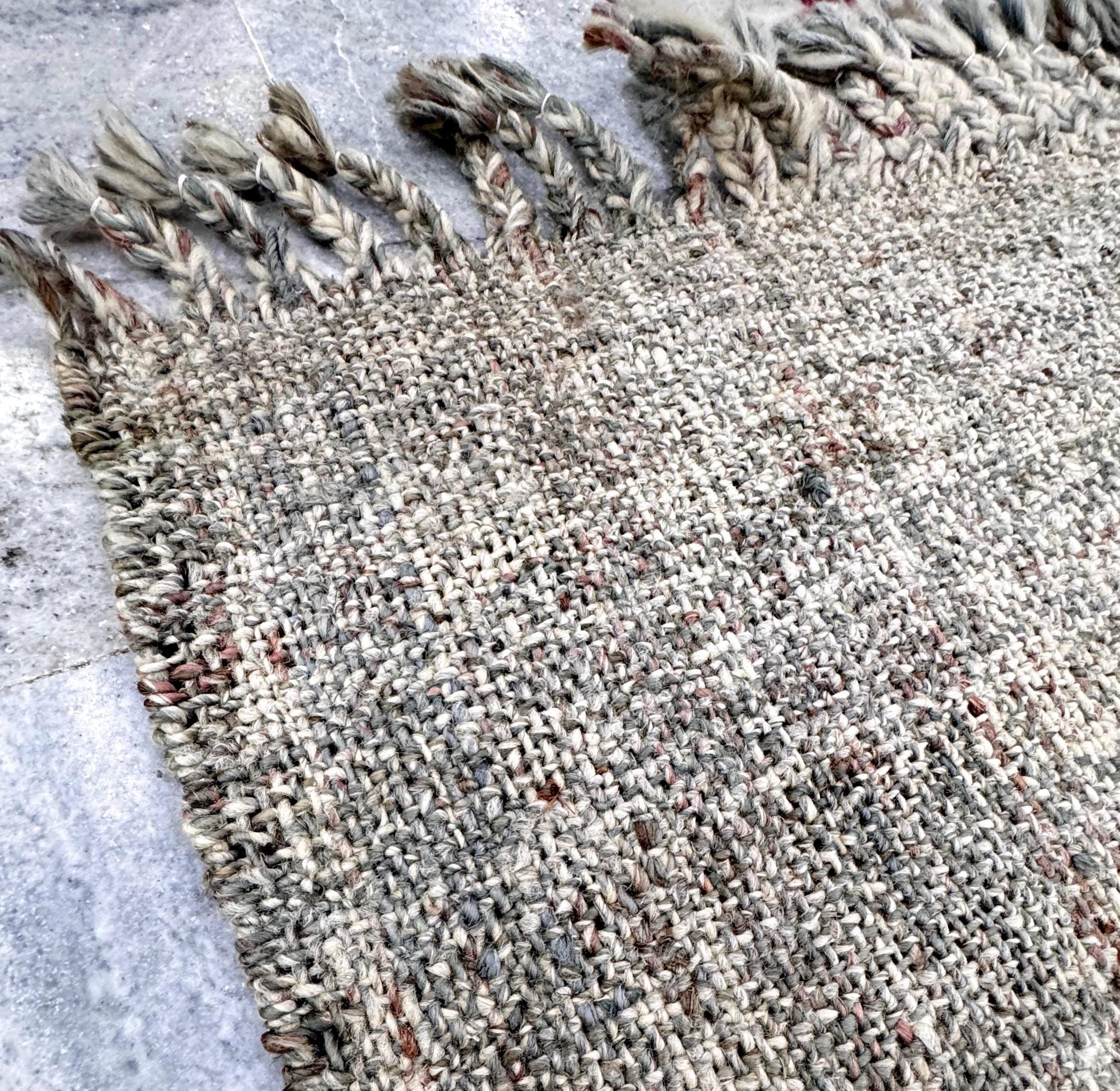 5x8 Hand-Braided Wool Jute Area Rug, Multi-Color Neutral Jute Mat