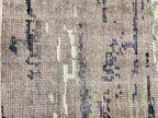 2x3 Hand-Knotted Low Pile Rug | Abstract Splatter Distressed Wool Doormat | Modern Gray Blue Lime Accent Area Rug | Oushak Style