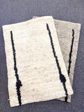 2x3 Hand-Knotted Thick Pile Rugs, Natural Ivory & Grey Wool Accent Rugs, Plush Soft Moroccan style Minimalist rug for entry way, underchair
