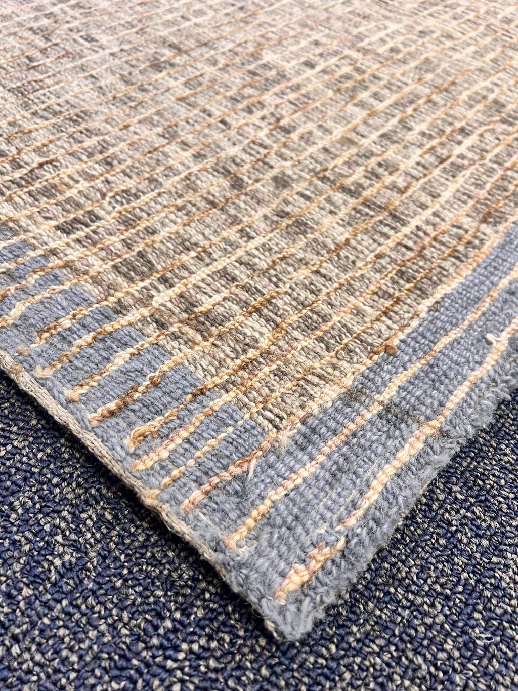 2x3 Hand-Tufted Woven Accent Rug Blue & Olive Grid Design Small Textured Farmhouse Entry Mat Small Area Rug for Entryway, kitchen