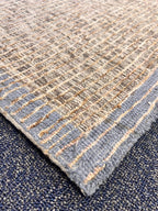2x3 Hand-Tufted Woven Accent Rug Blue & Olive Grid Design Small Textured Farmhouse Entry Mat Small Area Rug for Entryway, kitchen