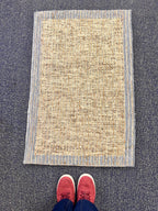 2x3 Hand-Tufted Woven Accent Rug Blue & Olive Grid Design Small Textured Farmhouse Entry Mat Small Area Rug for Entryway, kitchen