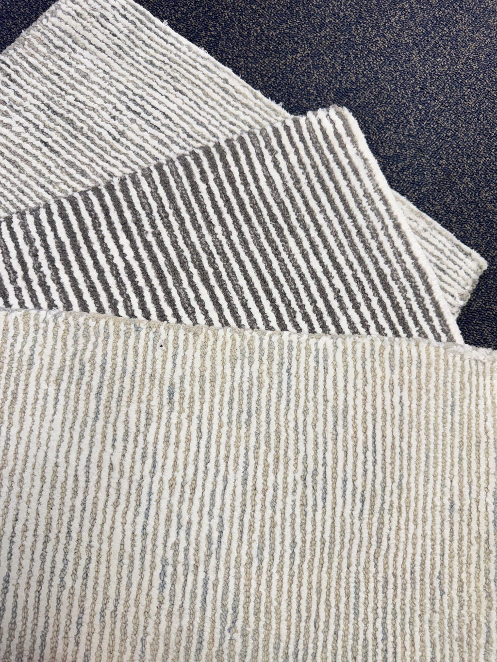 2x3 Hand-Tufted Wool and bamboo silk Accent Rugs Stripe Pattern Modern Grey Ivory Textured Small Wool Entryway, kitchen area, unique doormat