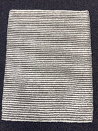 2x3 Hand-Tufted Wool and bamboo silk Accent Rugs Stripe Pattern Modern Grey Ivory Textured Small Wool Entryway, kitchen area, unique doormat