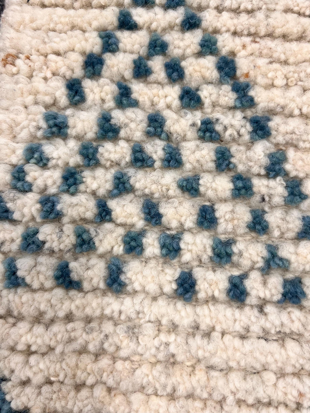 2x3 Hand-Knotted Moroccan Accent Rug 2x3 Natural Ivory & Blue Geometric Wool Rug Small Area Rug, bedside rug, doormat, under chair rug