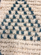 2x3 Hand-Knotted Moroccan Accent Rug 2x3 Natural Ivory & Blue Geometric Wool Rug Small Area Rug, bedside rug, doormat, under chair rug