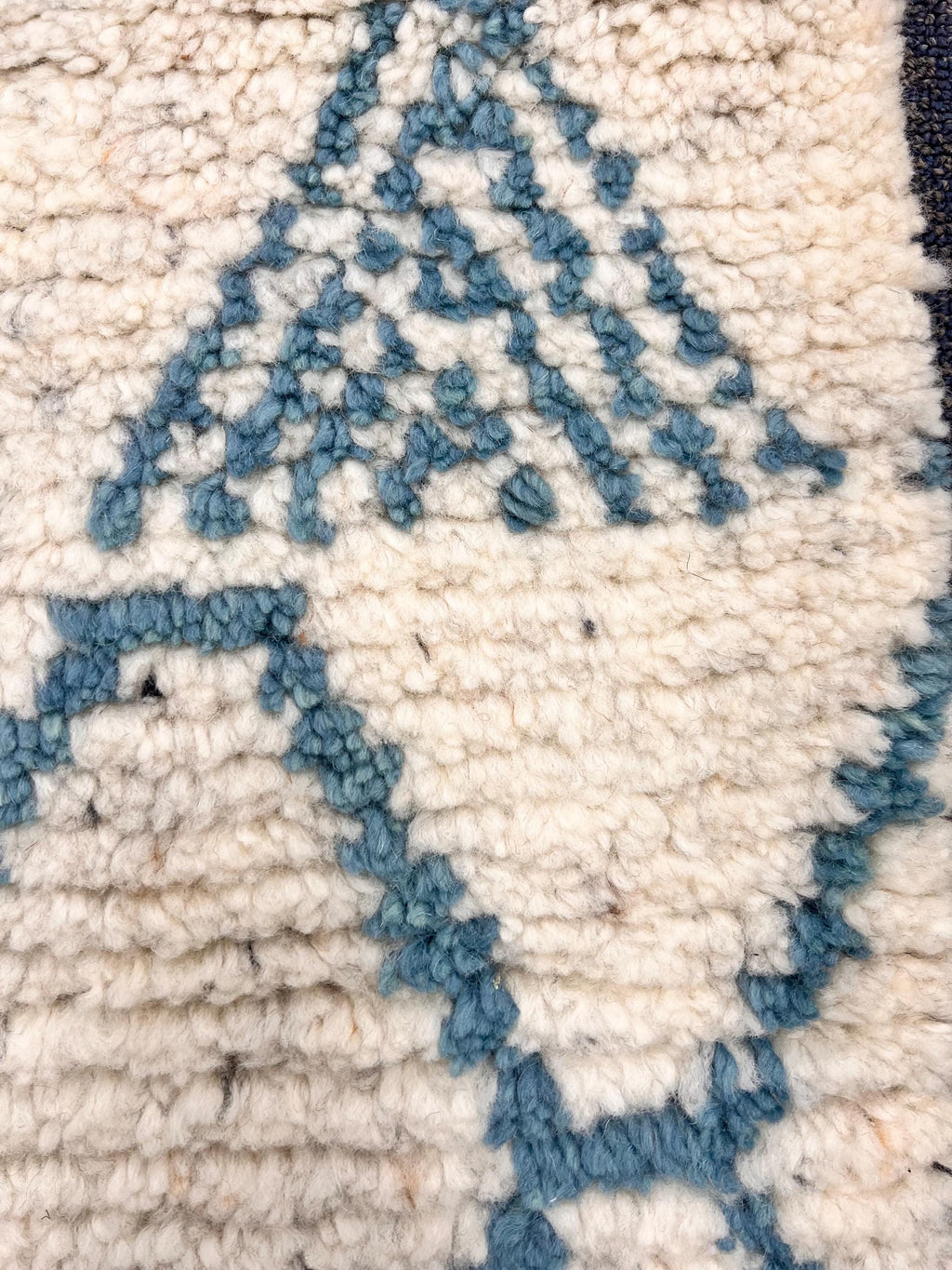 2x3 Hand-Knotted Moroccan Accent Rug 2x3 Natural Ivory & Blue Geometric Wool Rug Small Area Rug, bedside rug, doormat, under chair rug