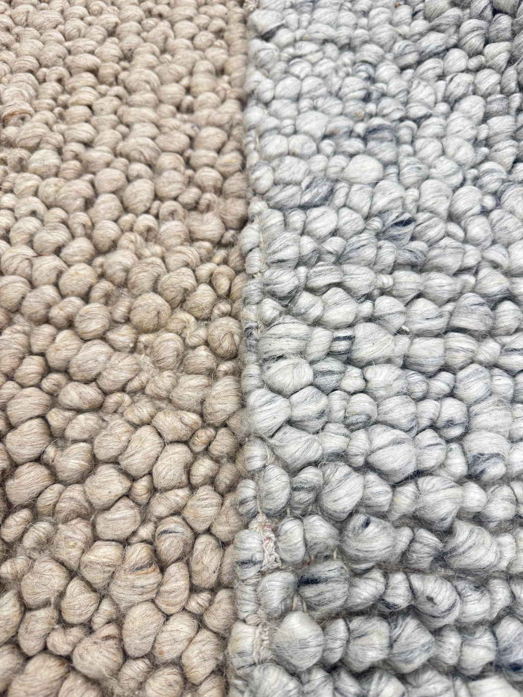 Chunky Loop Wool Rug | 8x10 HandWoven Area Rug | Neutral Beige & Grey Knotted Texture Living Room Bedroom Rug