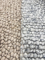 Chunky Loop Wool Rug | 8x10 HandWoven Area Rug | Neutral Beige & Grey Knotted Texture Living Room Bedroom Rug