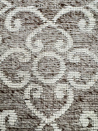 2x3 Flatweave Area Rug | Grey Ivory Ornamental Pattern Doormat | Handwoven Accent Mat | Entryway Kitchen Small Rug | Minimalist dootmat