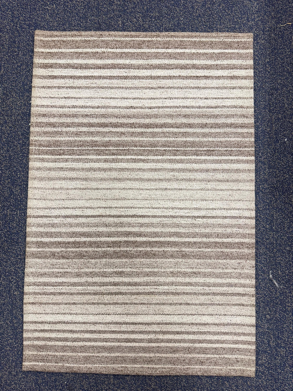 2x3 Striped Flatweave Rug Doormat Handwoven Wool Cotton Blend Grey Ivory Horizontal Stripes Entryway Accent Rug Small Area Rug or doormat