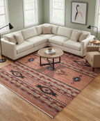 8x10 Rust & Indigo Southwestern/Navajo Hand-Knotted Wool Area Rug