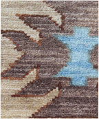Hand-Knotted Beige & Indigo Wool handmade Area Rug, Southwestern/Navajo Design