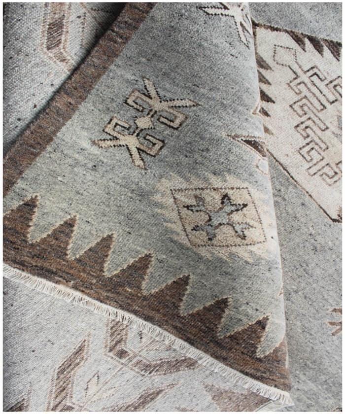 9x12 ft Hand-Knotted Teal & Rust Diamond Trellis Wool Rug