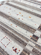 Handmade 6x8 Ivory Wool thick pile Gabbeh Rug