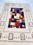 6x8 ft Handmade Modern Gabbeh Rug Abstract Patchwork Design