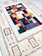6x8 ft Handmade Modern Gabbeh Rug Abstract Patchwork Design