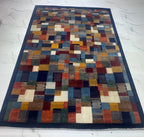 8x10 ft Hand-Knotted Vibrant Multi-Color Navy Blue Wool Gabbeh Rug
