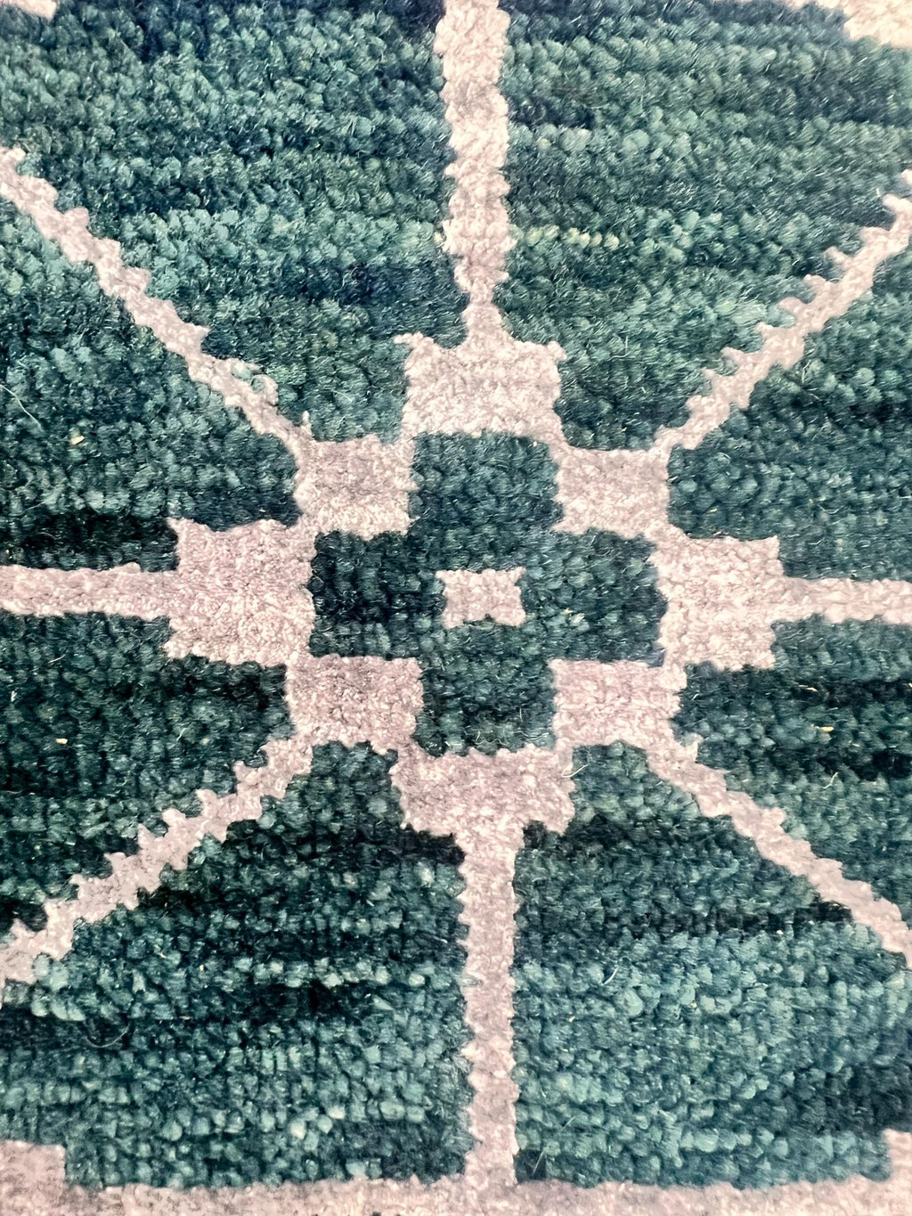 2’x3’Hand Knotted Teal Rug, Wool and Silk Small Area Rug, Modern Geometric Entryway Decor, Handmade Heirloom Rug| Contemporary Accent Rug