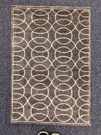 2x3 Hand-Knotted Wool & Silk Rug Small Luxury Accent Mat, Gray/brown Loop Design Entryway Area Rug, bedside rug, boho rug,door mat