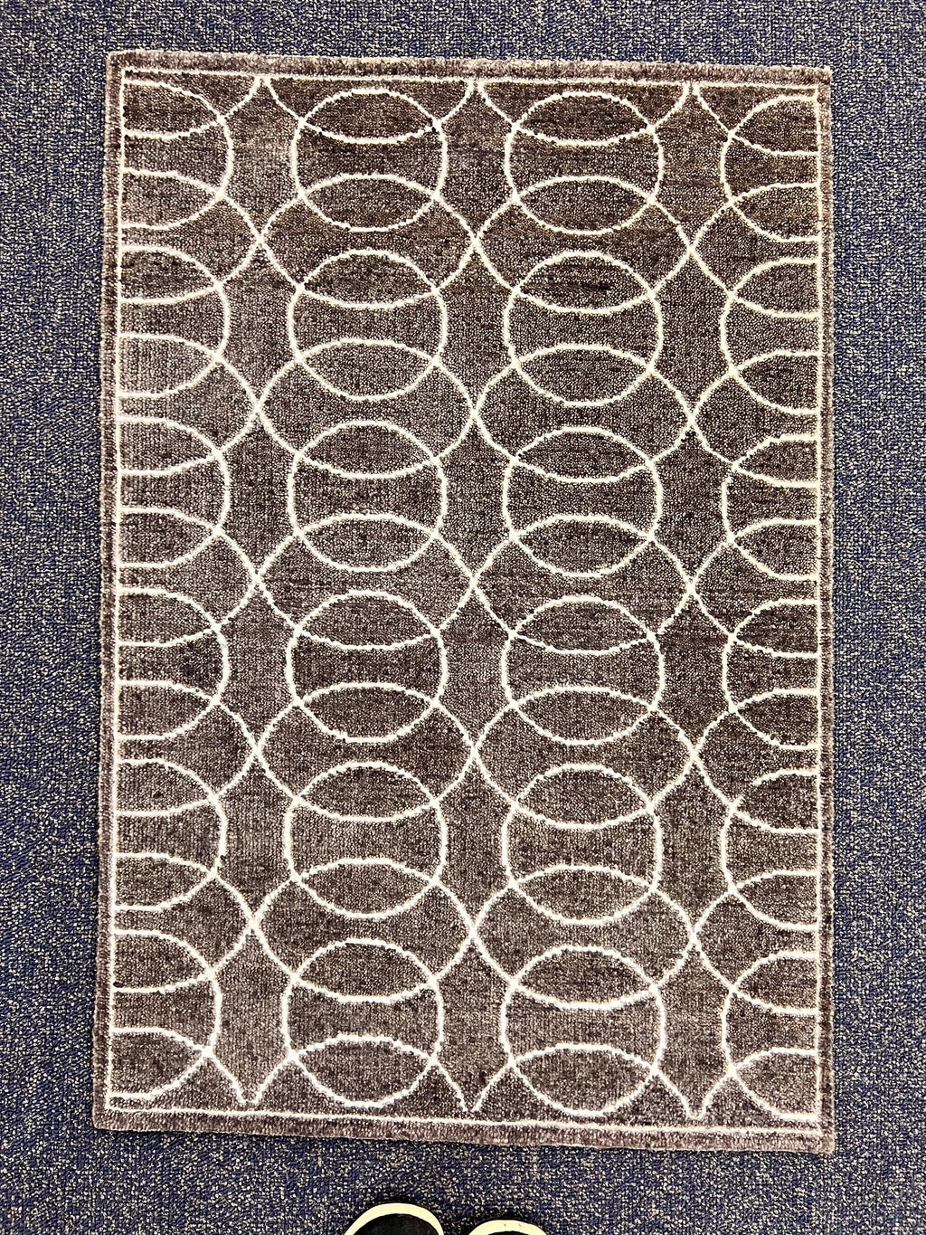 Authentic Hand-Knotted 2x3 Wool Silk Rug, Luxury Earth tone Geometric gem, Designer Bedside Rug | Heirloom Quality Earth Tone Bedside Rug