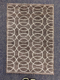 Authentic Hand-Knotted 2x3 Wool Silk Rug, Luxury Earth tone Geometric gem, Designer Bedside Rug | Heirloom Quality Earth Tone Bedside Rug