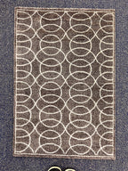 Authentic Hand-Knotted 2x3 Wool Silk Rug, Luxury Earth tone Geometric gem, Designer Bedside Rug | Heirloom Quality Earth Tone Bedside Rug