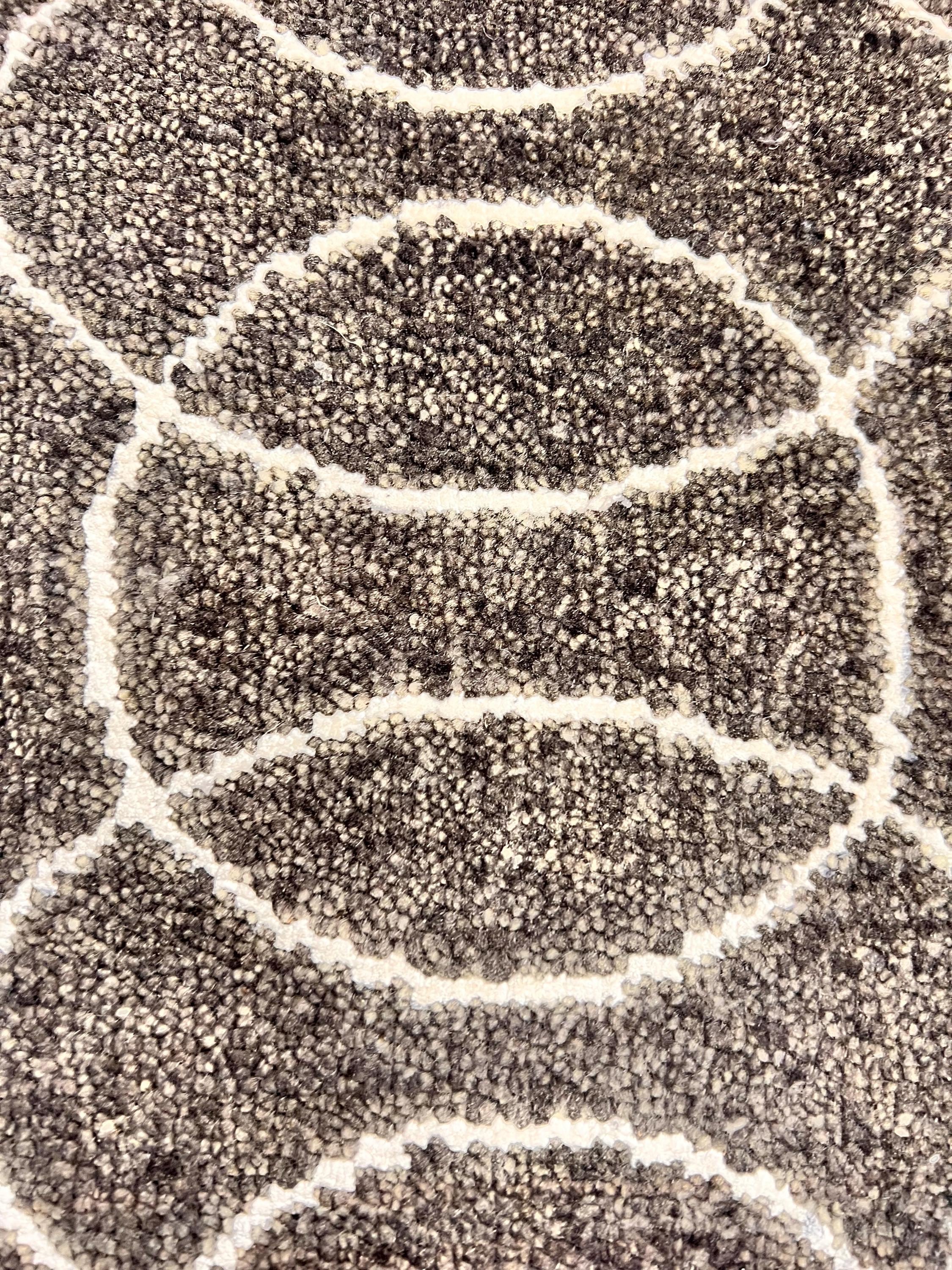 Authentic Hand-Knotted 2x3 Wool Silk Rug, Luxury Earth tone Geometric gem, Designer Bedside Rug | Heirloom Quality Earth Tone Bedside Rug