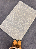 2x3 Hand-Knotted Wool & Silk Rug Small Luxury Accent Mat, pastel green/blue loop Design Entryway Area Rug, bedside rug, boho rug,door mat