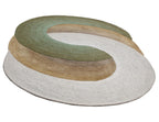 Organic Swirl Hand-Tufted Wool Area Rug – 5' x 7.8' Sage & Earth Tones