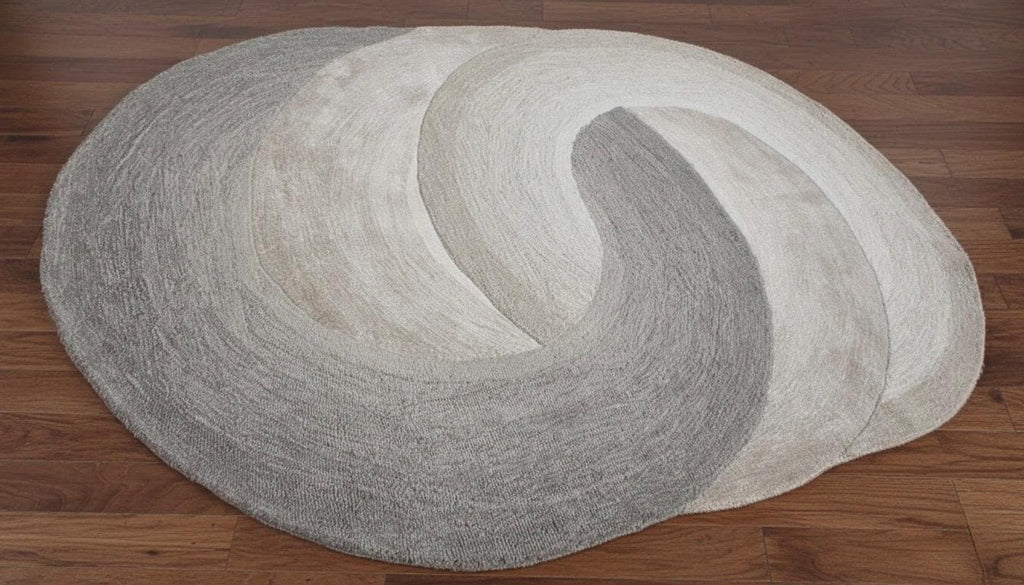 Abstract Swirl Hand-Tufted Wool Rug – Modern Neutral Art for Your Floor