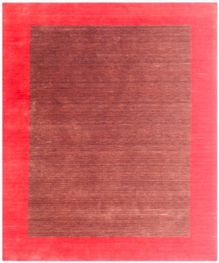 6x9 Red & Brown Gabbeh Area Rug, Modern Hand-Knotted Wool Carpet