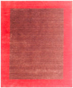 6x9 Red & Brown Gabbeh Area Rug, Modern Hand-Knotted Wool Carpet