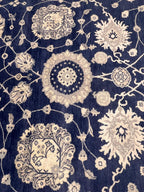 Hand knotted 8x10 9x12 10x14 floral Navy Blue wool Rug