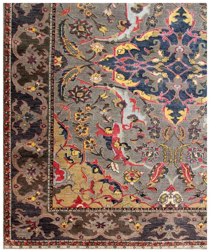 8x10 ft Luxurious pink Silver gray Hand-Knotted Oxidized Wool & Silk Area Rug