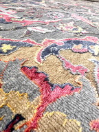 8x10 ft Luxurious pink Silver gray Hand-Knotted Oxidized Wool & Silk Area Rug