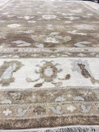 Authentic Hand-Knotted Oushak Wool Rug | Muted Earth Tones