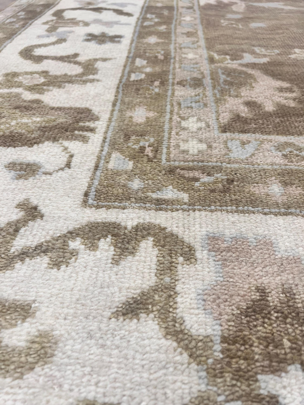 Authentic Hand-Knotted Oushak Wool Rug | Muted Earth Tones