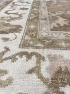 Authentic Hand-Knotted Oushak Wool Rug | Muted Earth Tones