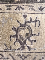 8x10 ft Vintage Charcoal & Sage Hand-Knotted Oushak Wool Rug