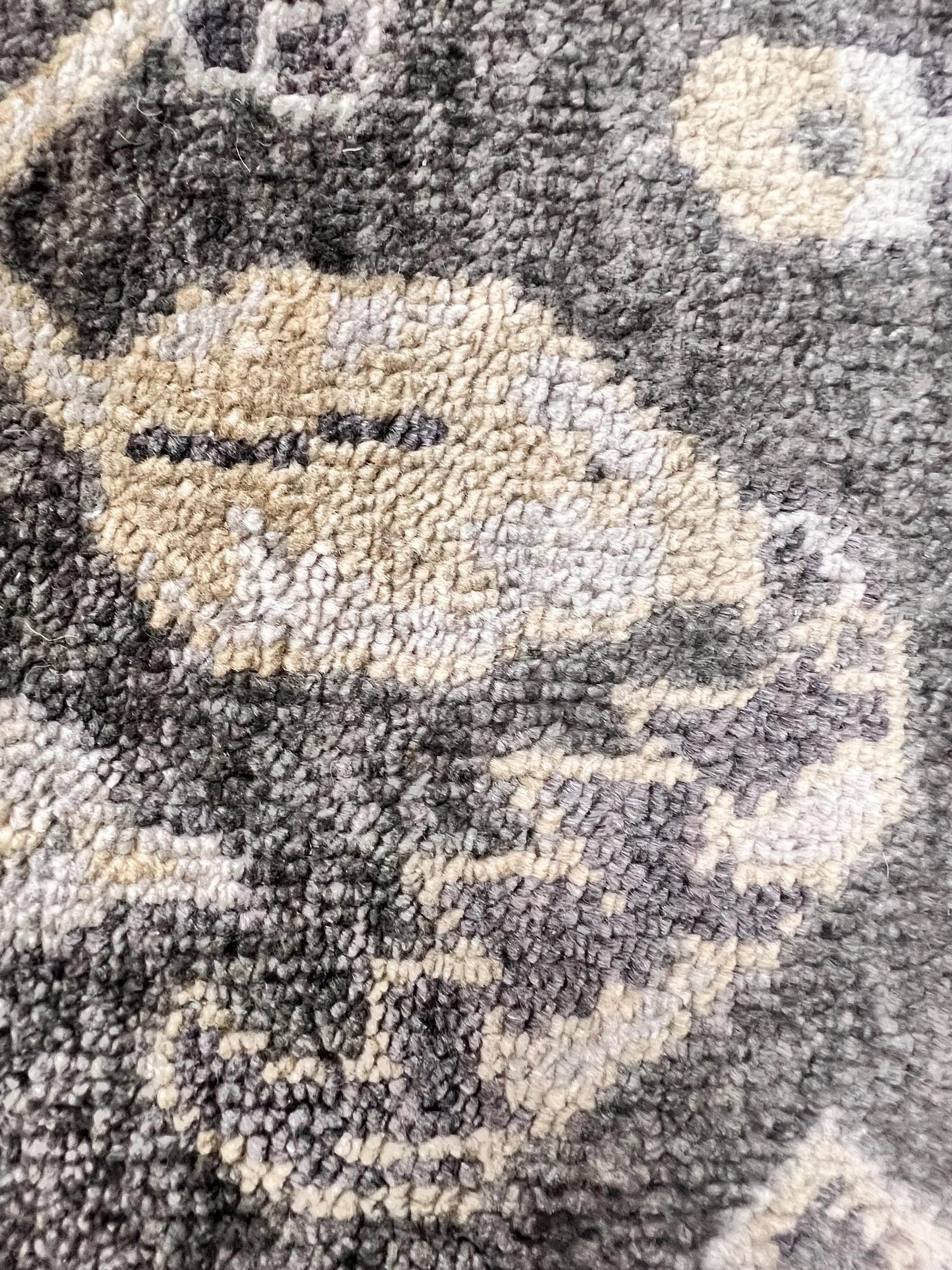 8x10 ft Vintage Charcoal & Sage Hand-Knotted Oushak Wool Rug