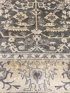 8x10 ft Vintage Charcoal & Sage Hand-Knotted Oushak Wool Rug