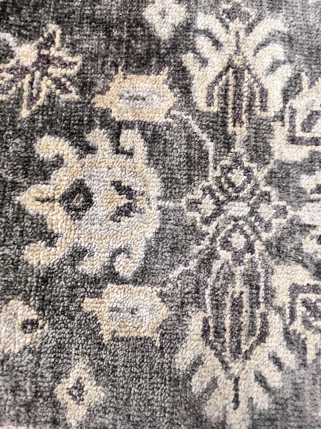8x10 ft Vintage Charcoal & Sage Hand-Knotted Oushak Wool Rug
