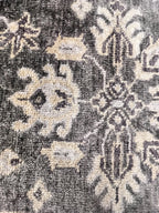 8x10 ft Vintage Charcoal & Sage Hand-Knotted Oushak Wool Rug