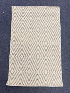 Diamond Geometric Wool Jute Rug - Neutral Grey/Ivory Flatweave Area Rug - Durable Entryway & Kitchen