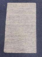 Diamond Geometric Wool Jute Rug - Neutral Grey/Ivory Flatweave Area Rug - Durable Entryway & Kitchen