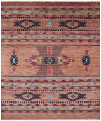 8x10 Rust & Indigo Southwestern/Navajo Hand-Knotted Wool Area Rug