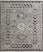 9x12 ft Hand-Knotted Teal & Rust Diamond Trellis Wool Rug
