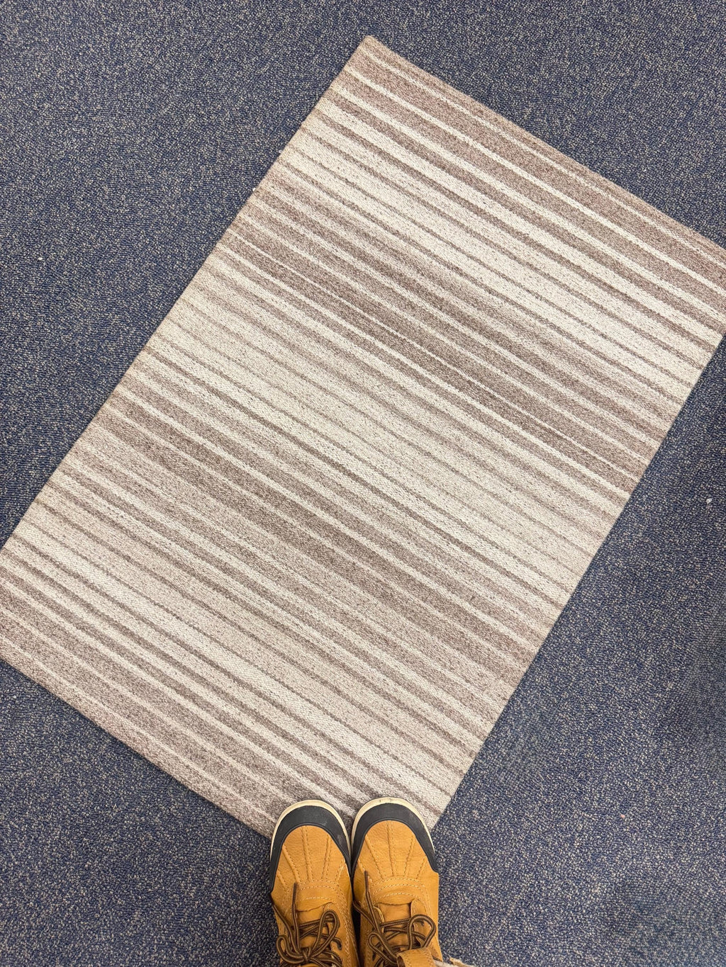 2x3 Striped Flatweave Rug Doormat Handwoven Wool Cotton Blend Grey Ivory Horizontal Stripes Entryway Accent Rug Small Area Rug or doormat